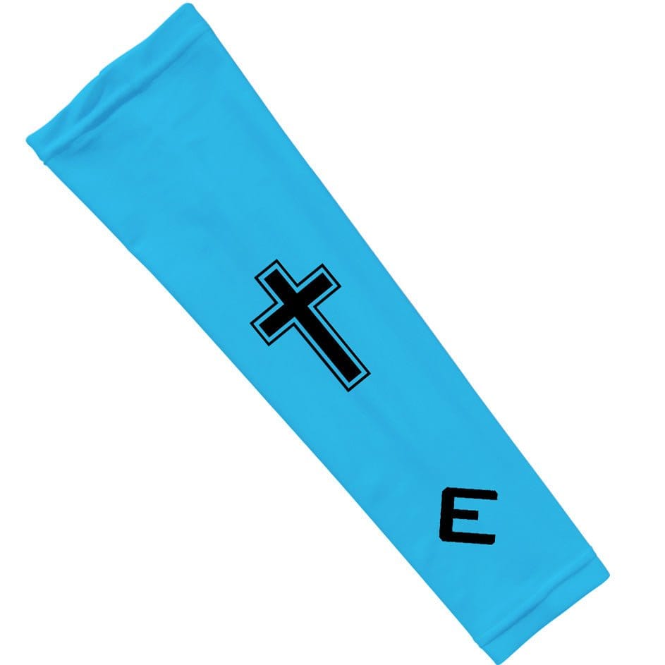 Elite Athletic Gear Compression Arm Sleeve Faith Cross Light Blue Arm Sleeve