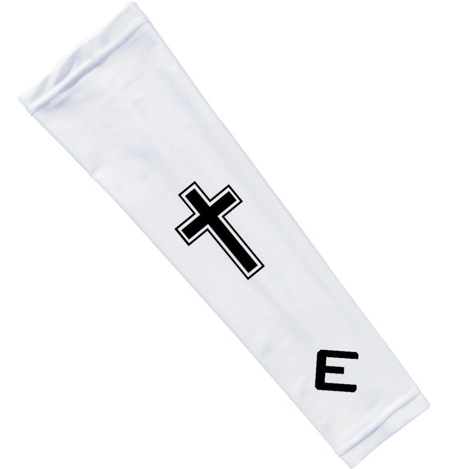 Elite Athletic Gear Compression Arm Sleeve Faith Cross White Arm Sleeve