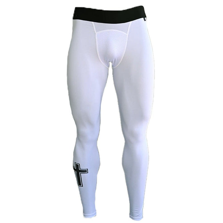 Elite Athletic Gear Compression Tights Faith Cross White Compression Tights