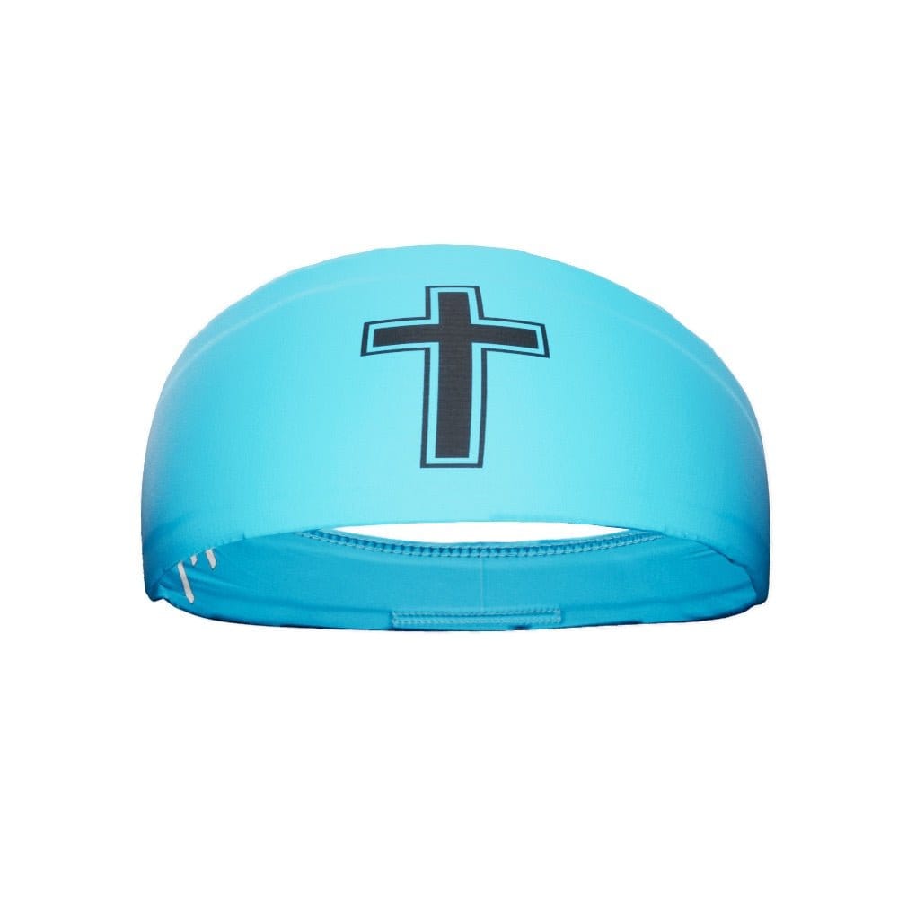 Elite Athletic Gear Headband Faith Cross Light Blue Headband
