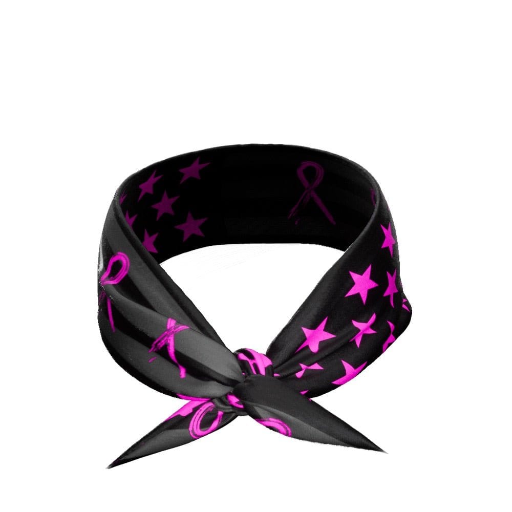 Elite Athletic Gear Headband Shadow USA Flag - Breast Cancer Awareness Tie Headband