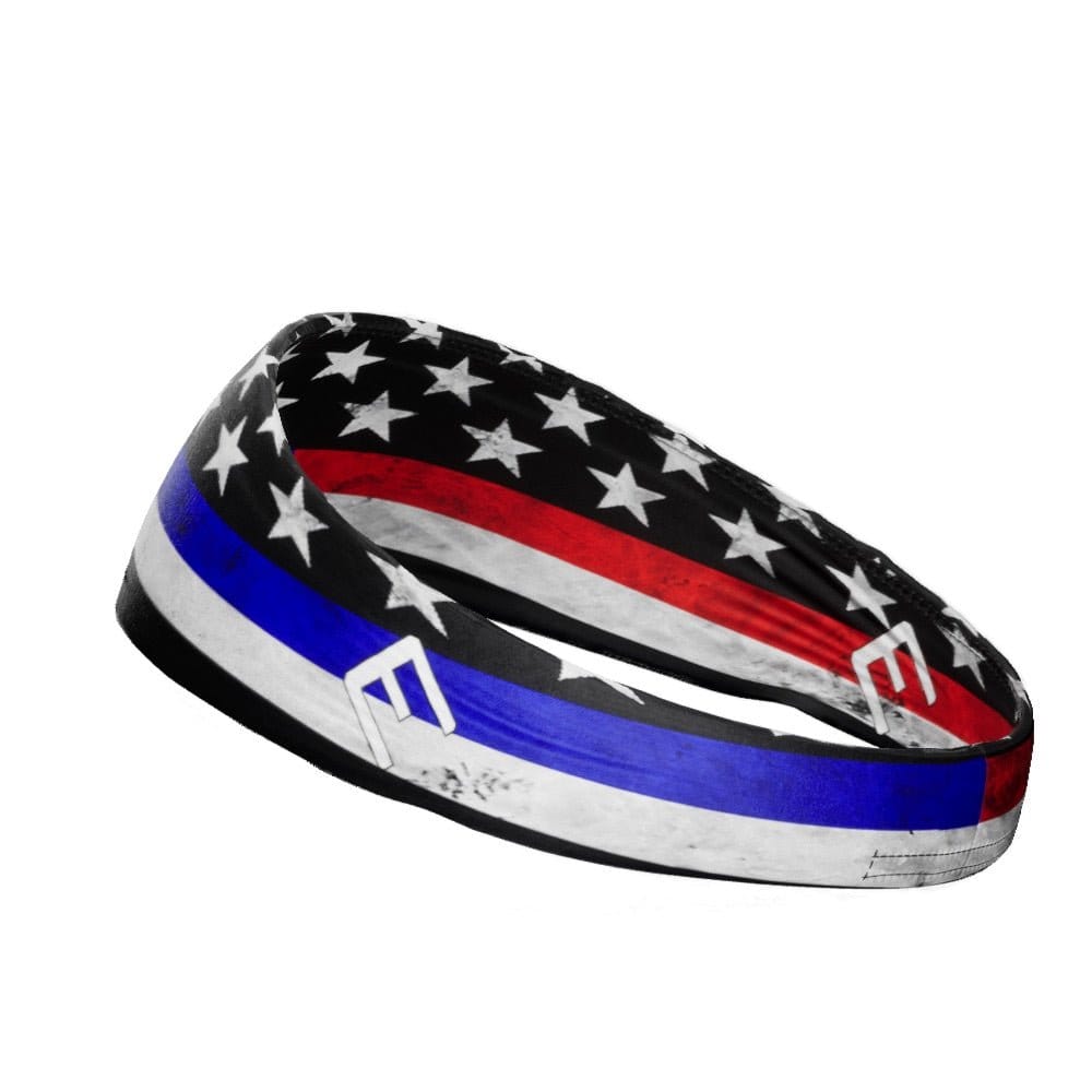 Elite Athletic Gear Headband Thin Red and Blue Line Headband