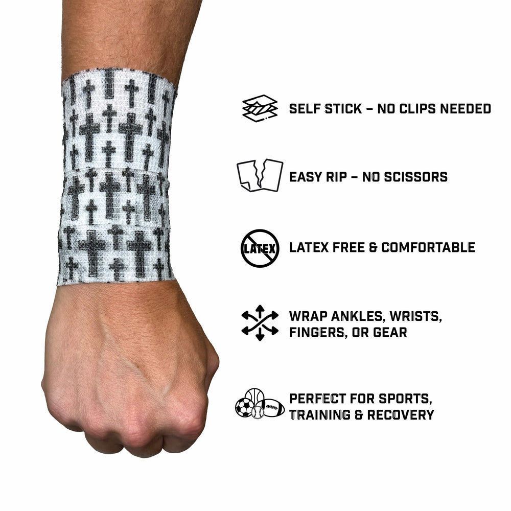 Elite Athletic Gear Self Stick Athletic Tape Faith Cross White Self Stick Athletic Tape