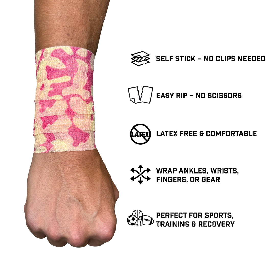 Elite Athletic Gear Self Stick Athletic Tape Pink Camo Self Stick Athletic Tape