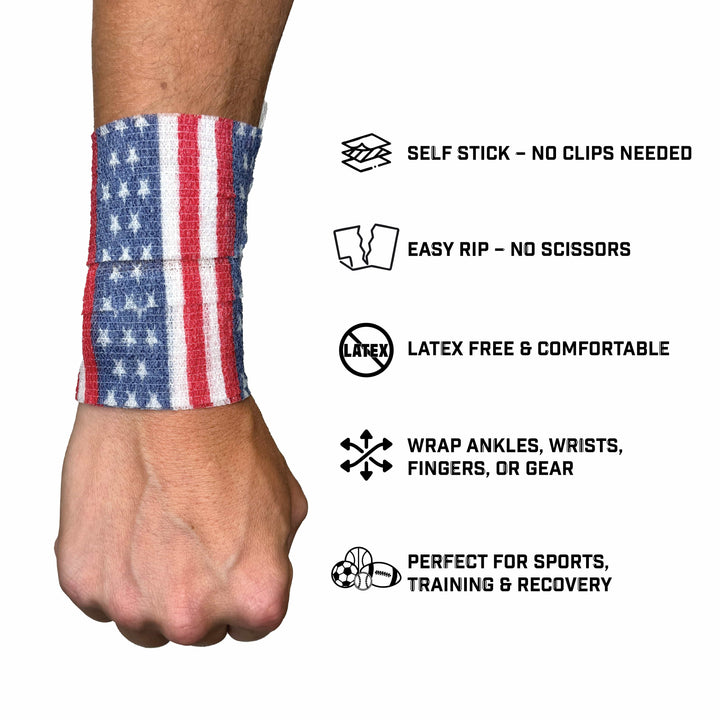 Elite Athletic Gear Self Stick Athletic Tape USA Flag Self Stick Athletic Tape