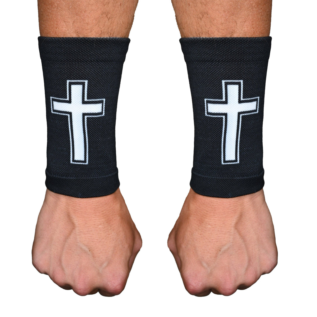 Elite Athletic Gear Wrist Support Sleeves Faith Cross Black Wrist Support Sleeves