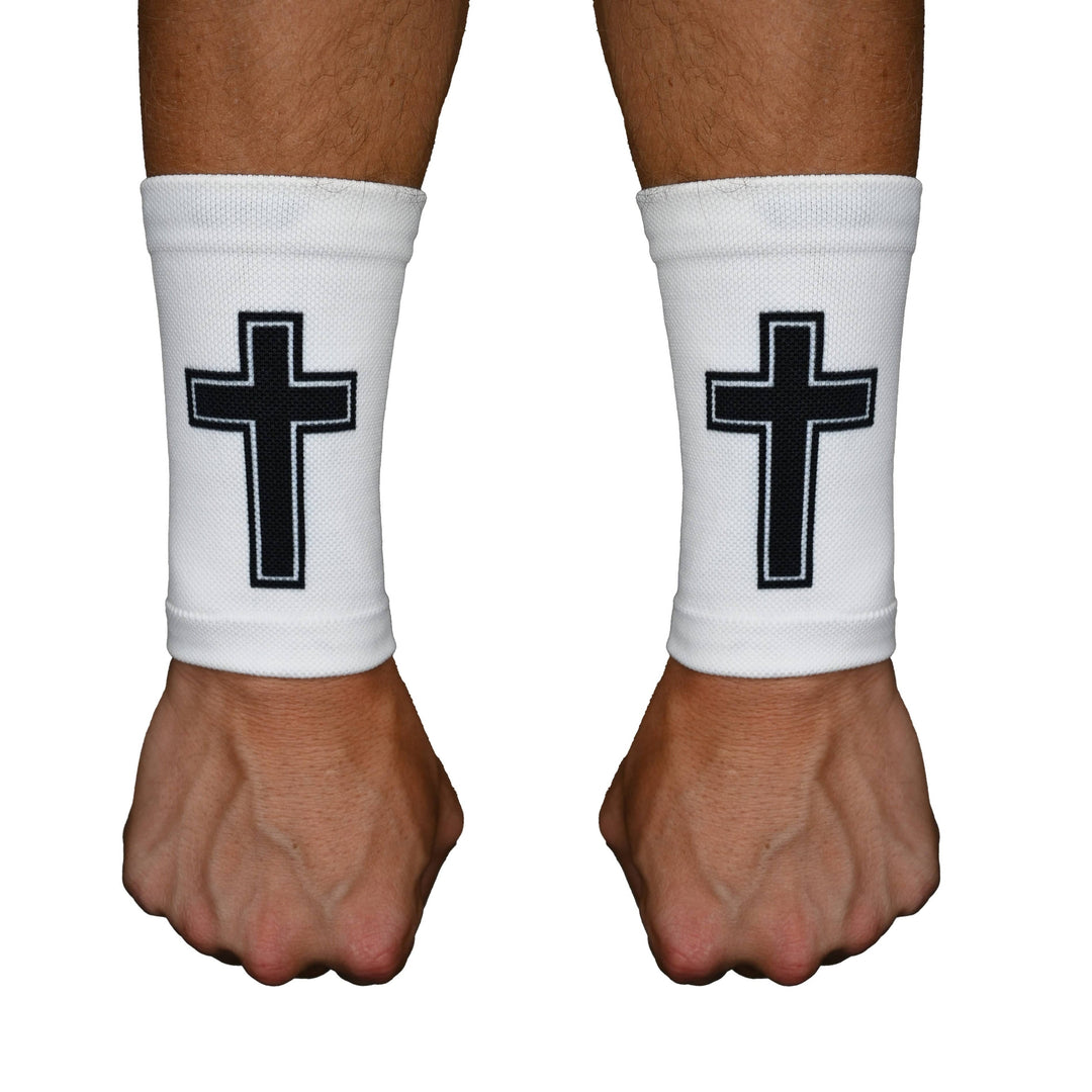 Elite Athletic Gear Wrist Support Sleeves Faith Cross White Wrist Support Sleeves