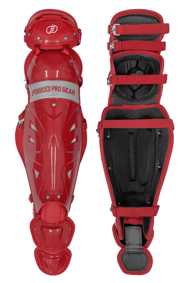 Force3 Pro Gear Baseball & Softball Shin Guards Adult / Red/Gray Catcher Shin Guards with DuPont™ Kevlar® | Force3 Pro Gear