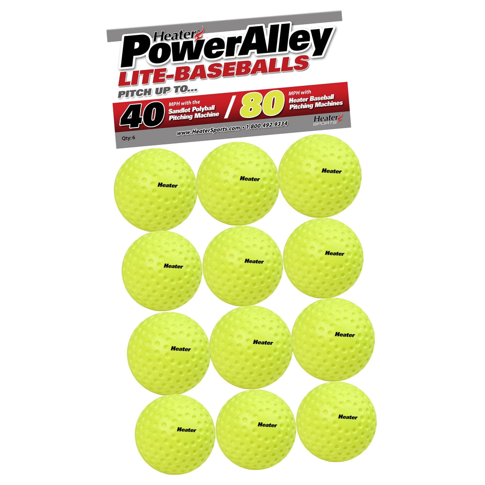 Heater Sports Pitching Machine Balls 12 PowerAlley 80 MPH Lite-Balls PowerAlley Lite Baseballs | Heater Sports