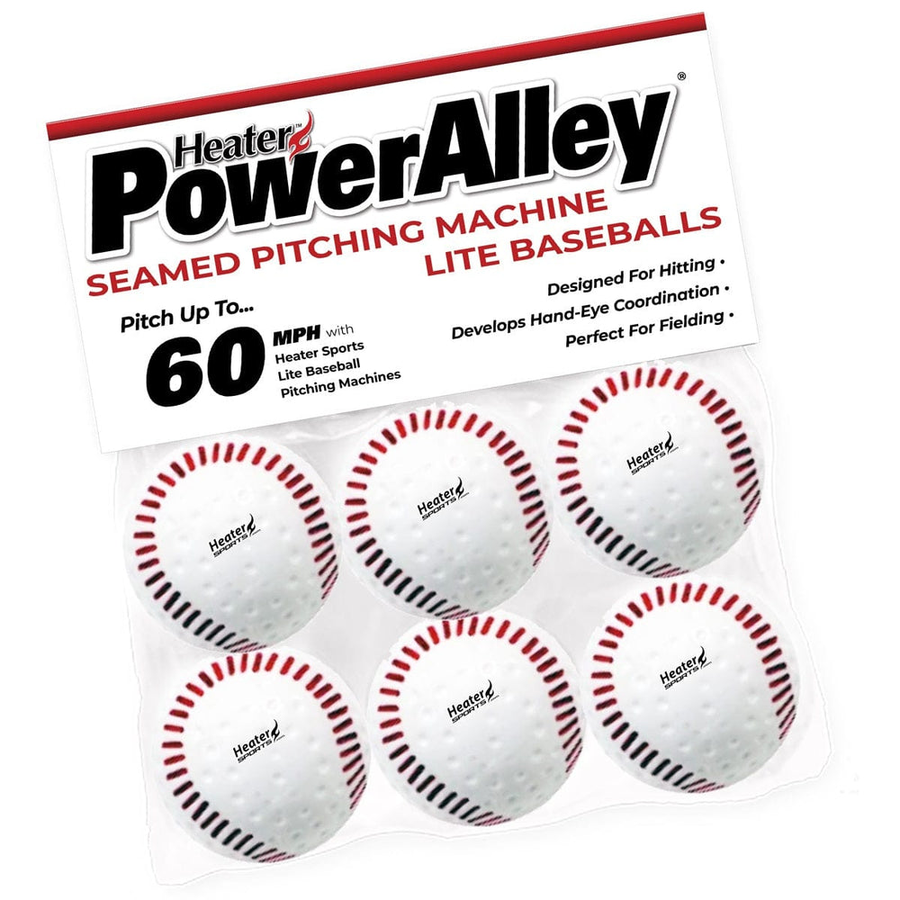 Heater Sports Pitching Machine Balls 6 Pack Power Alley Seamed 60 MPH Lite Balls | Heater Sports