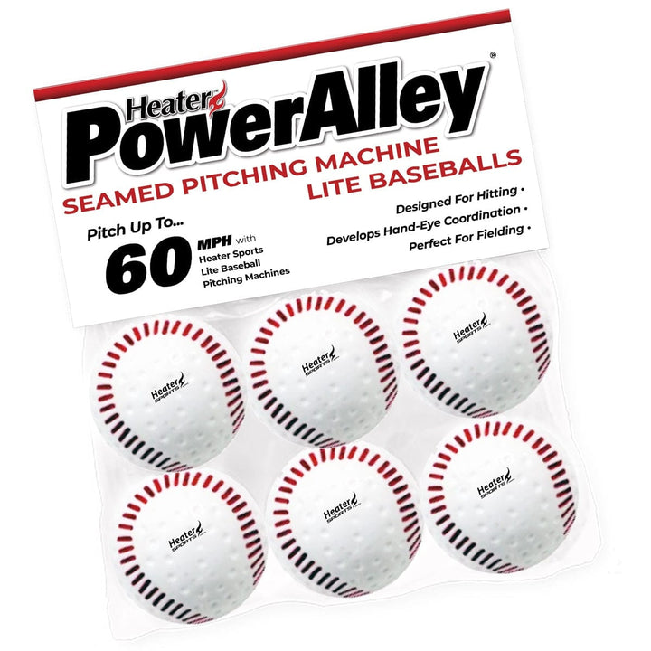 Heater Sports Pitching Machine Balls 6 Pack Power Alley Seamed 60 MPH Lite Balls | Heater Sports