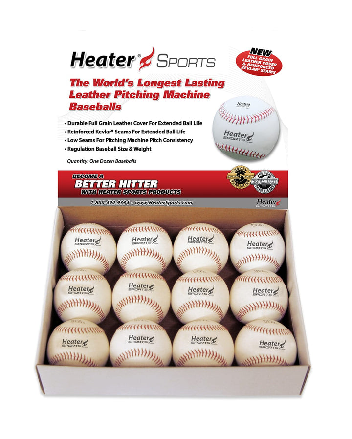 Heater Sports Pitching Machine Balls Bullseye Top Grain Leather Kevlar Seamed Pitching Machine Baseballs