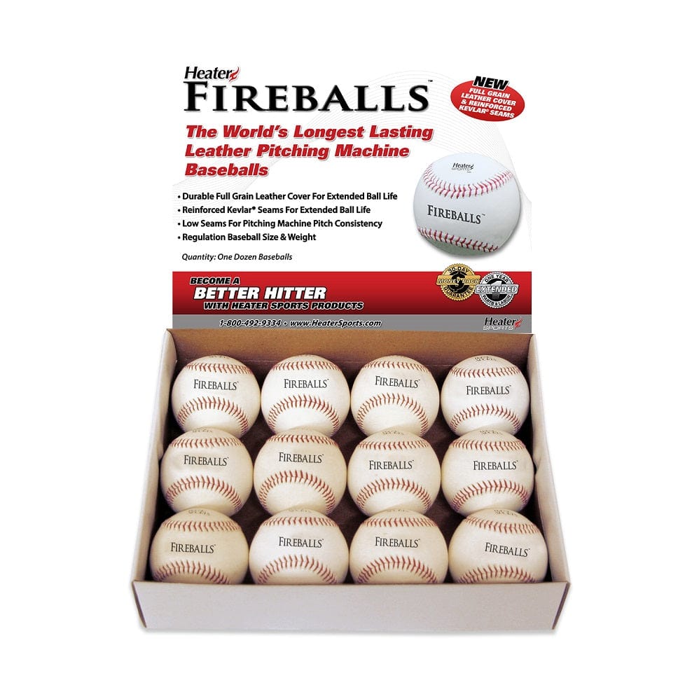 Heater Sports Pitching Machine Balls Fireball Genuine Leather Pitching Machine Baseballs | Heater Sports
