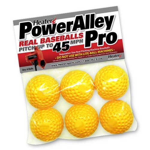 Heater Sports Pitching Machine Balls PowerAlley Pro Yellow Dimple Real Pitching Machine Baseballs | Heater Sports