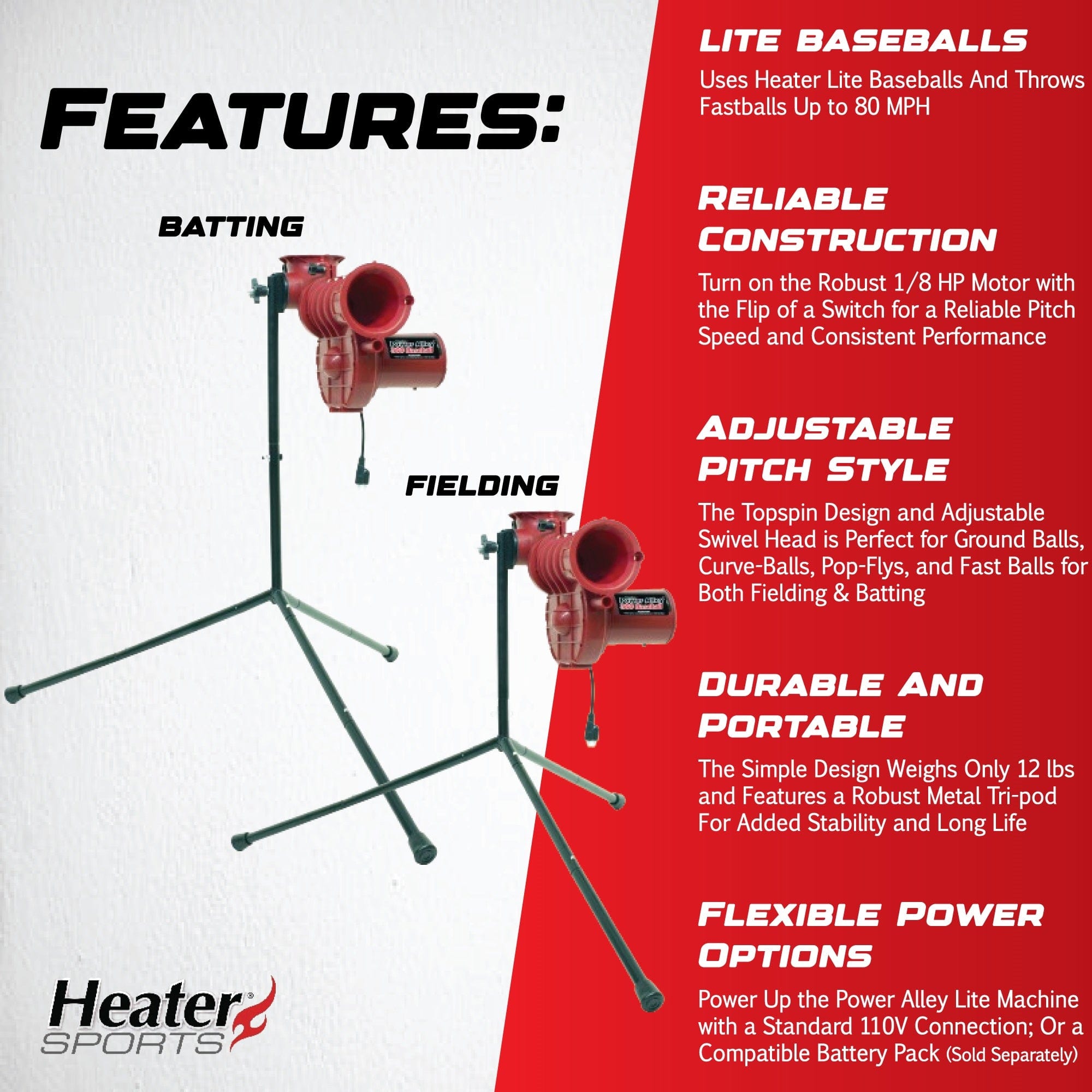 Heater Power Alley Lite Machine for Practice – The Baseball Home