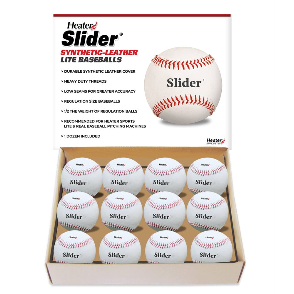 Heater Sports Pitching Machine Slider Lite Synthetic Leather Pitching Machine Baseballs | Heater Sports