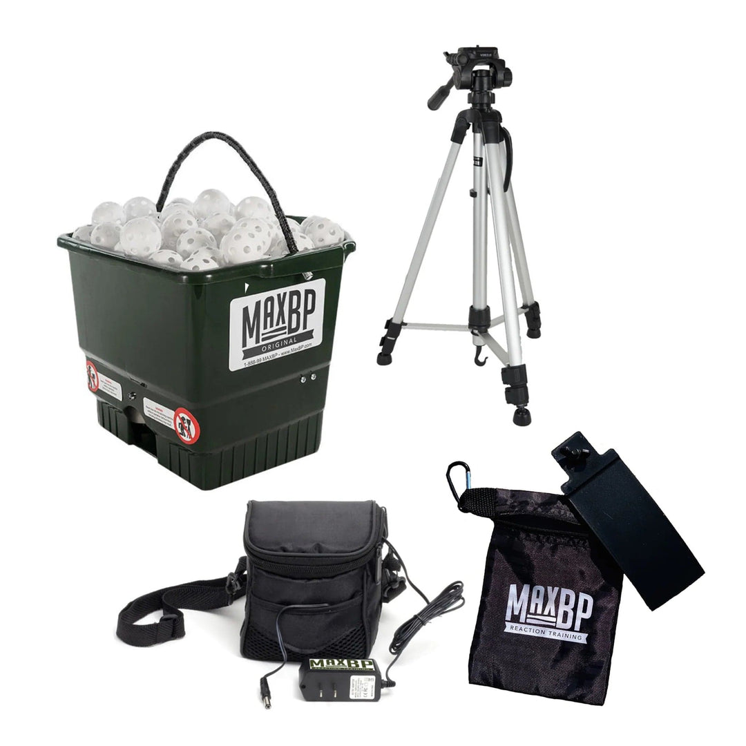 MaxBP Pitching Machine With Tripod II [+$40] / AC: Plug-in Outlet + 8-Hour External Battery [+$60] / With Pop-up [+$25] Original Pitching Machine | MaxBP