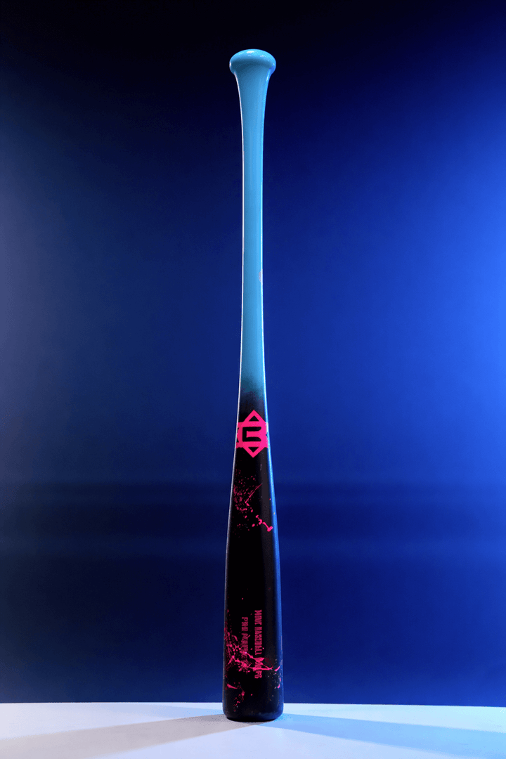 Mine Baseball Wood Bat AP5 Baby Blue / Pink Splatter