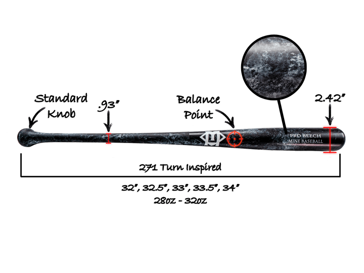 Mine Baseball Wood Bat Balanced EL