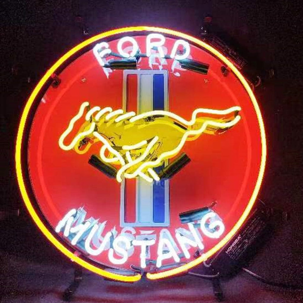 Neon Signs Land Neon Signs 19" Ford Mustang Car Logo Neon Signs