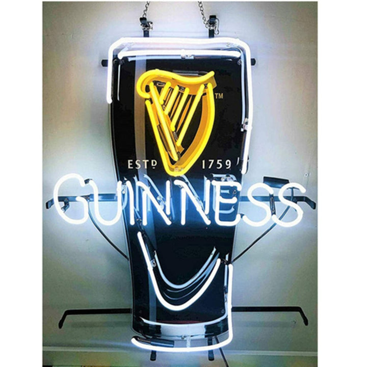 Neon Signs Land Neon Signs 20"x24" Estd 1759 Guinness Harp Lager Black Can Neon Signs