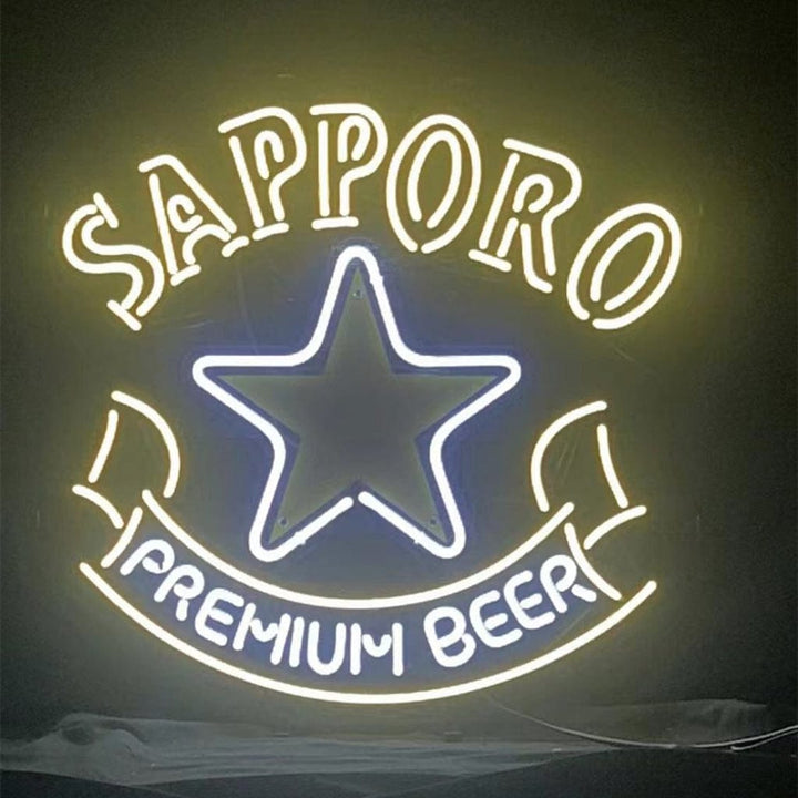 Neon Signs Land Neon Signs 24 inches Sapporo Premium Beer with Star Neon Signs Light