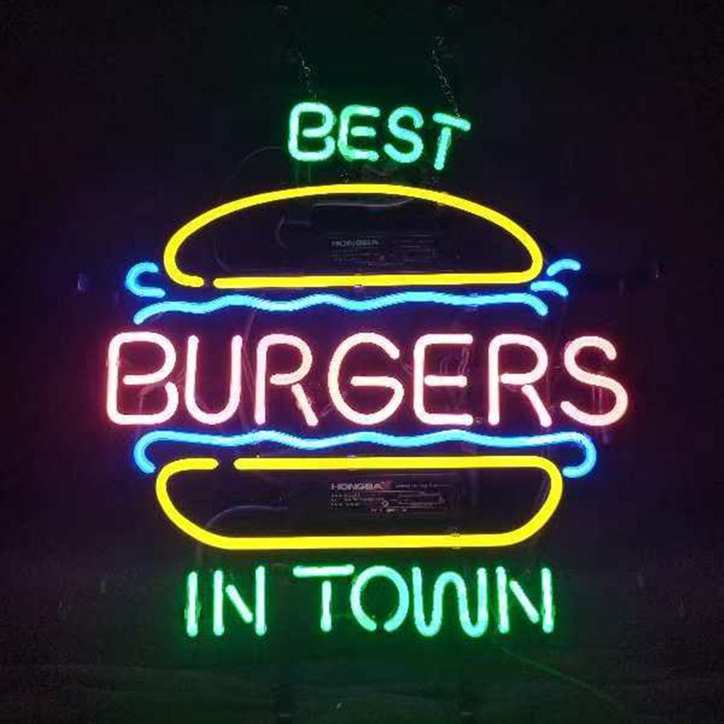 Neon Signs Land Neon Signs Best Burgers in Town Neon Signs
