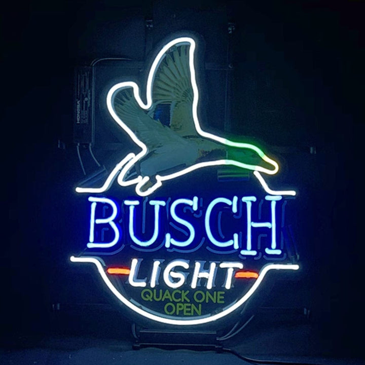 Neon Signs Land Neon Signs Blue Busch Light Flying Duck Quack One Open Neon Signs