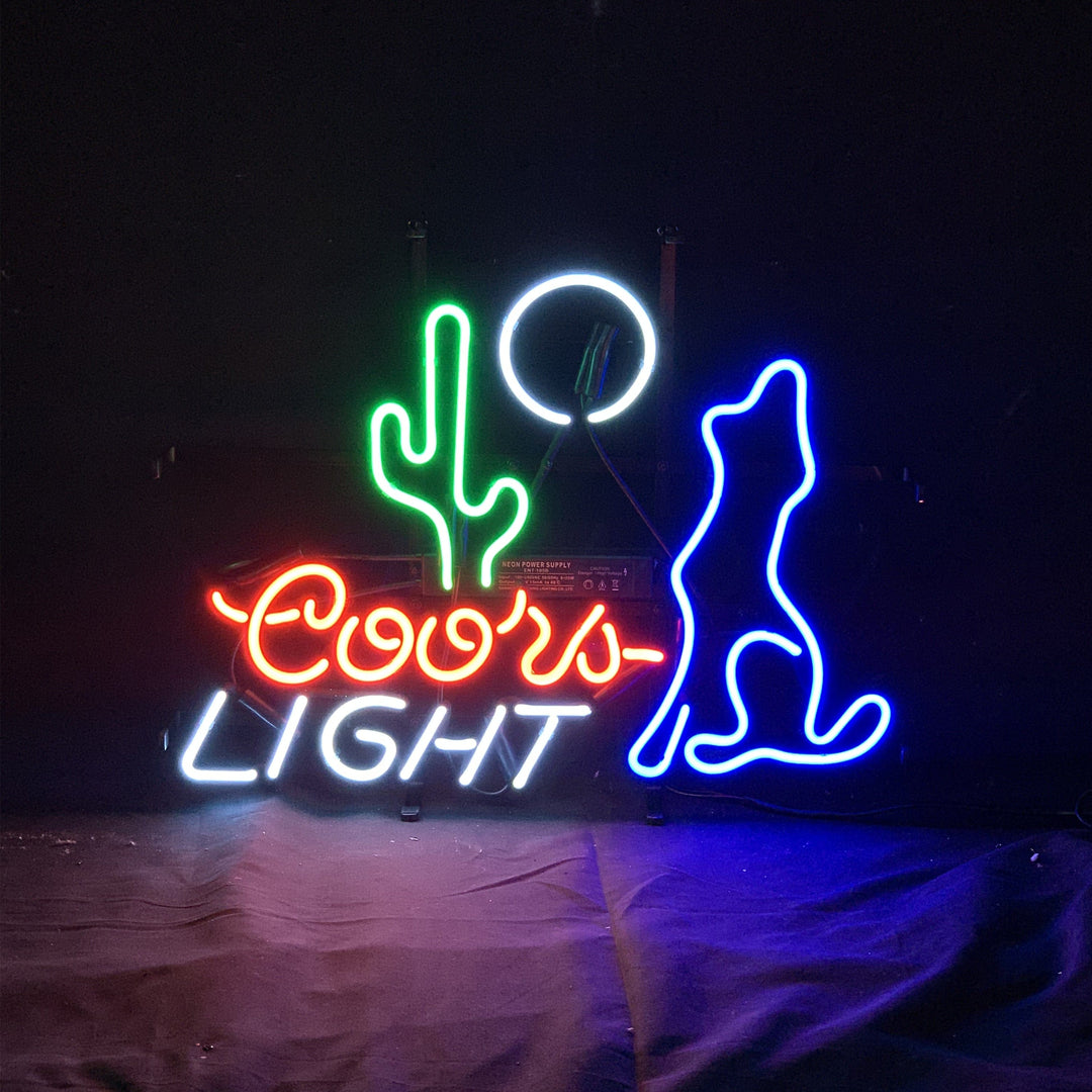 Neon Signs Land Neon Signs Cactus Moon Wolf Coyote Coors Light Beer Neon Signs