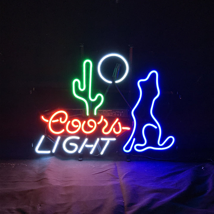 Neon Signs Land Neon Signs Cactus Moon Wolf Coyote Coors Light Beer Neon Signs