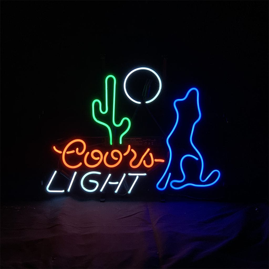 Neon Signs Land Neon Signs Cactus Moon Wolf Coyote Coors Light Beer Neon Signs