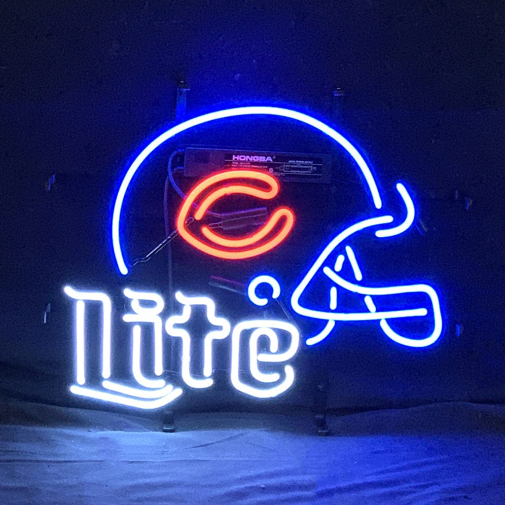 Neon Signs Land Neon Signs Chicago Bears Helmet Miller Lite Neon Signs
