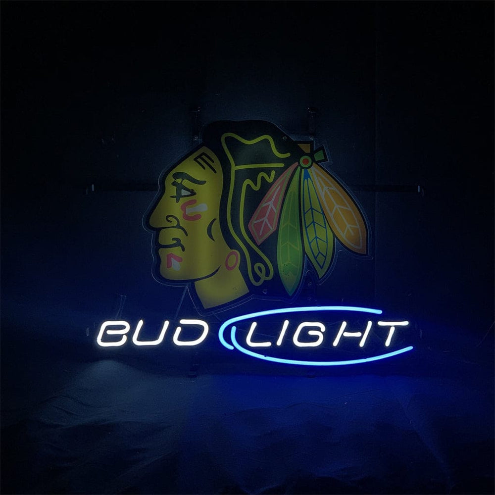Neon Signs Land Neon Signs Chicago Blackhawks Hockey Bud Light Neon Signs Light