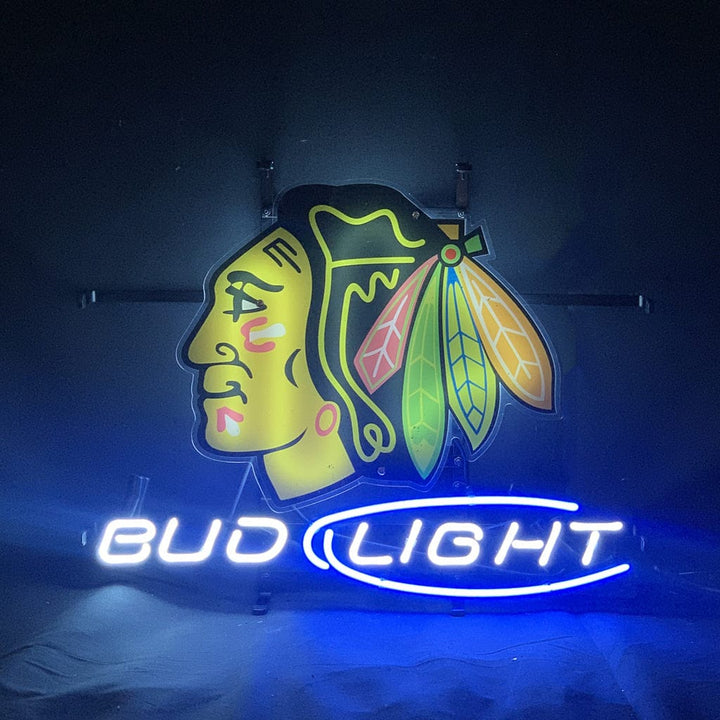 Neon Signs Land Neon Signs Chicago Blackhawks Hockey Bud Light Neon Signs Light