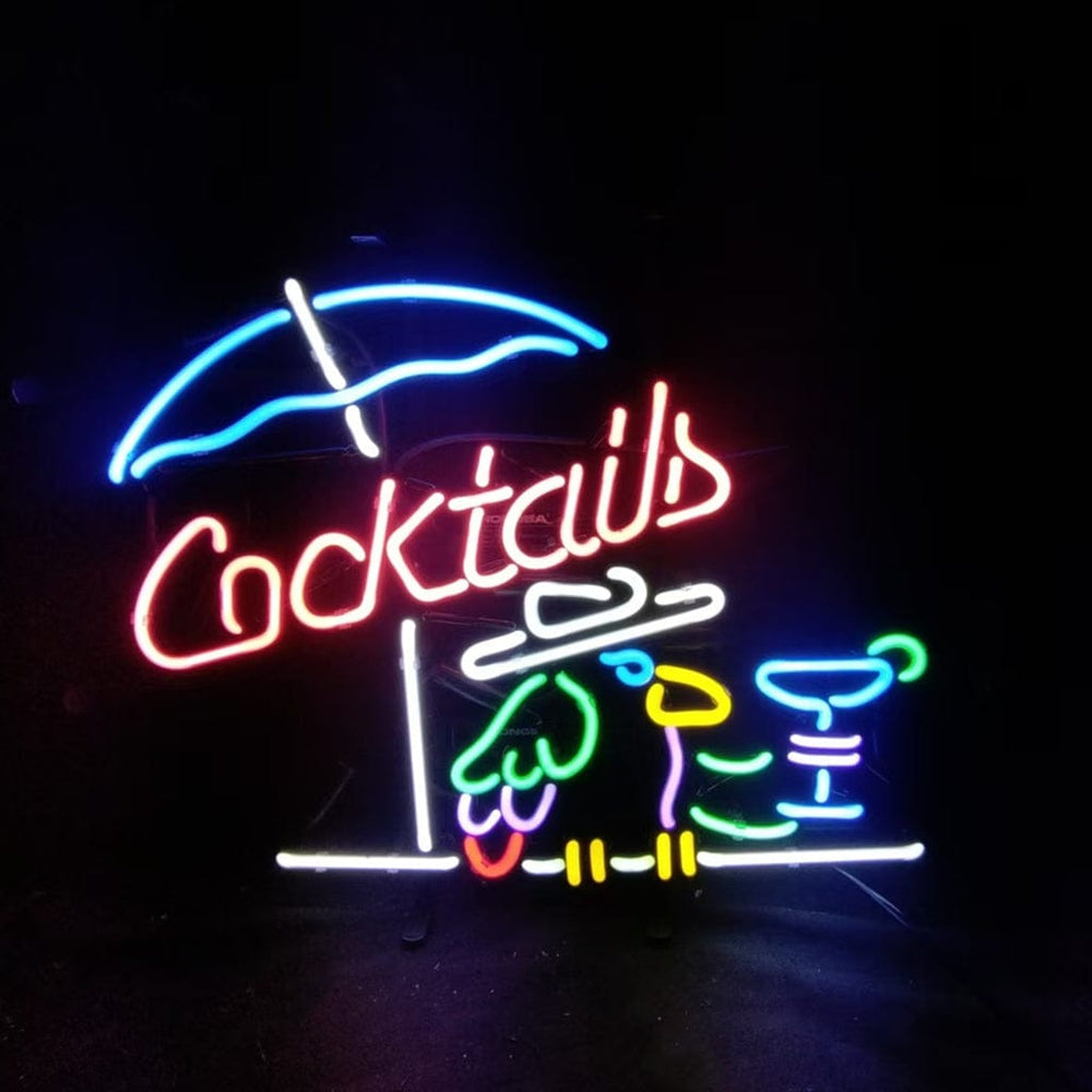 Neon Signs Land Neon Signs Cocktails with Under Umbrella Parrot Neon Signs