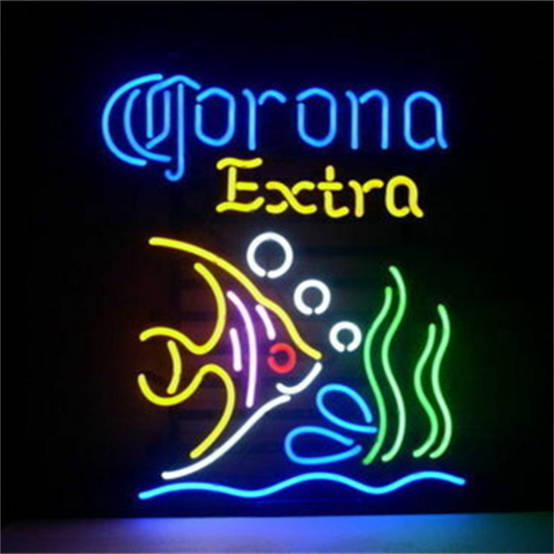 Neon Signs Land Neon Signs Corona Extra Beer and Seafood Tropical Fish Neon Sign Light
