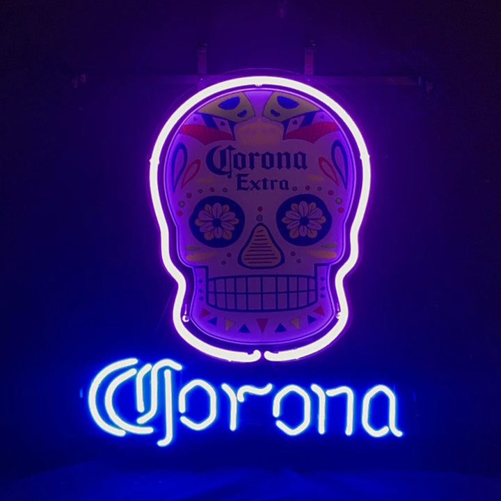Neon Signs Land Neon Signs Corona Extra Dia de los Muertos Skull Neon Light Sign