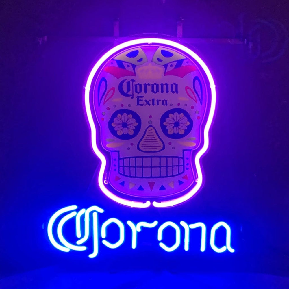 Neon Signs Land Neon Signs Corona Extra Dia de los Muertos Skull Neon Light Sign