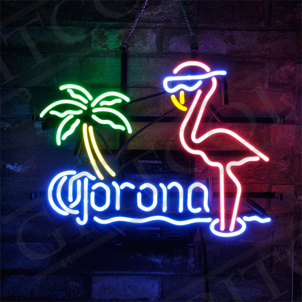 Neon Signs Land Neon Signs Corona Extra Flamingo Palm Tree Neon Light Sign