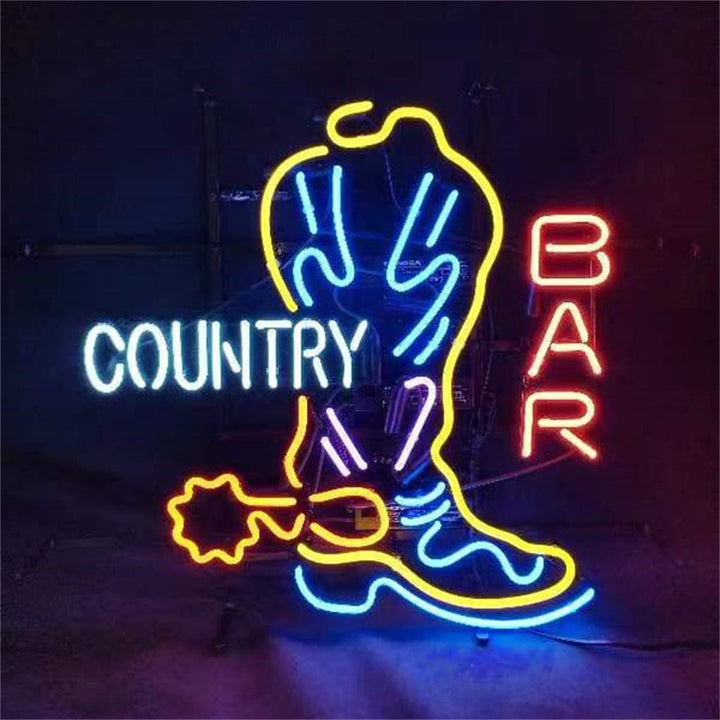 Neon Signs Land Neon Signs Country Bar with Cowboy Boot Neon Signs