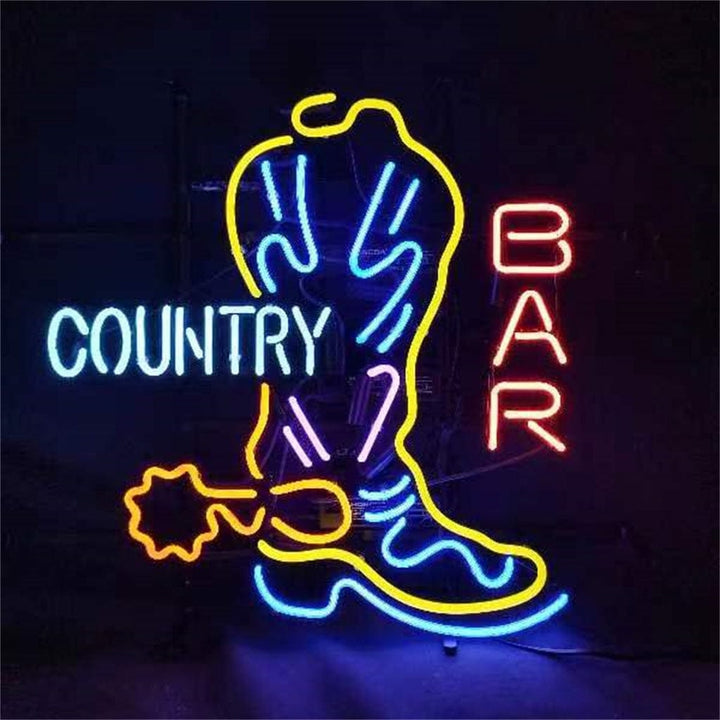 Neon Signs Land Neon Signs Country Bar with Cowboy Boot Neon Signs