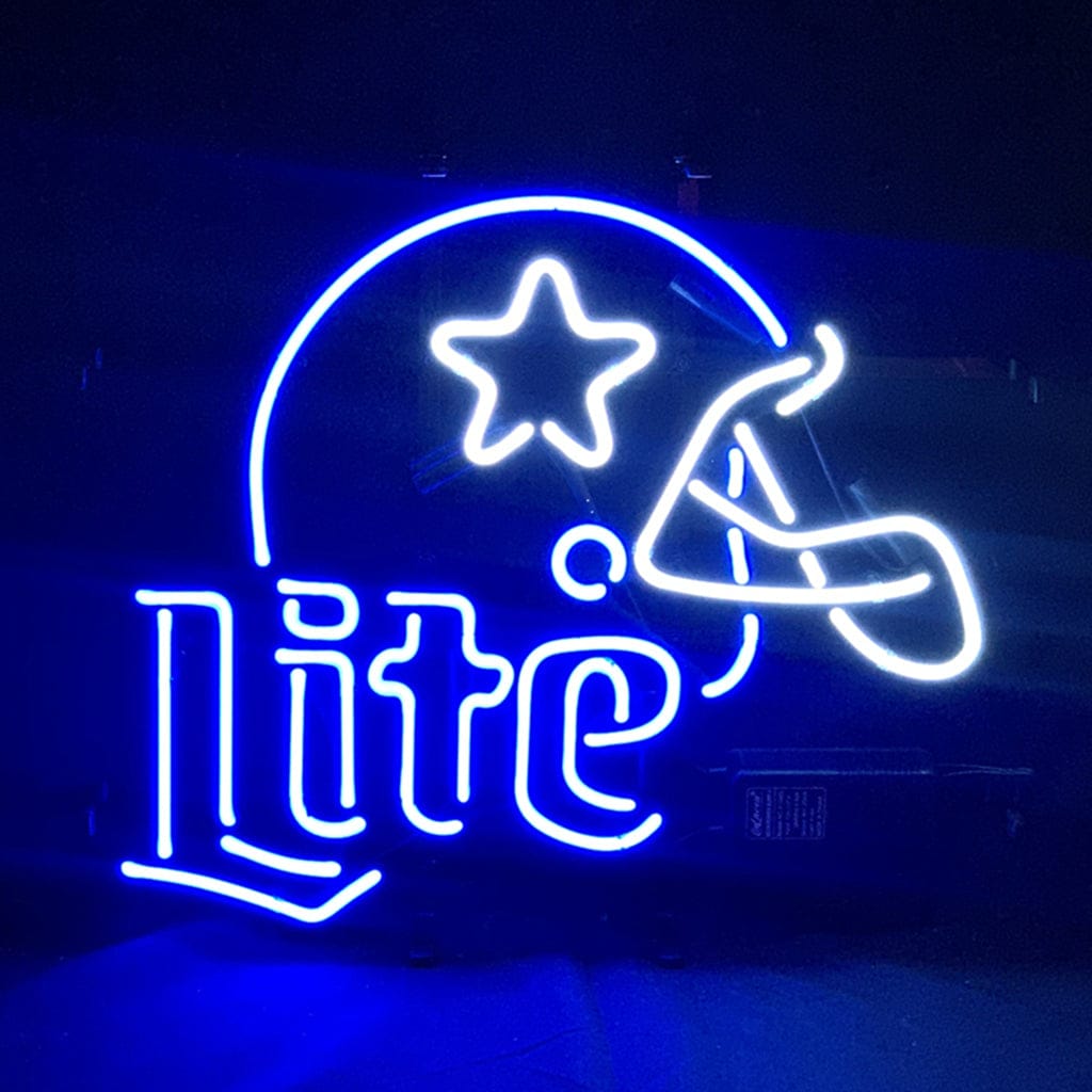 Neon Signs Land Neon Signs Dallas Cowboys Helmet with Miller Lite Beer Neon Signs Light
