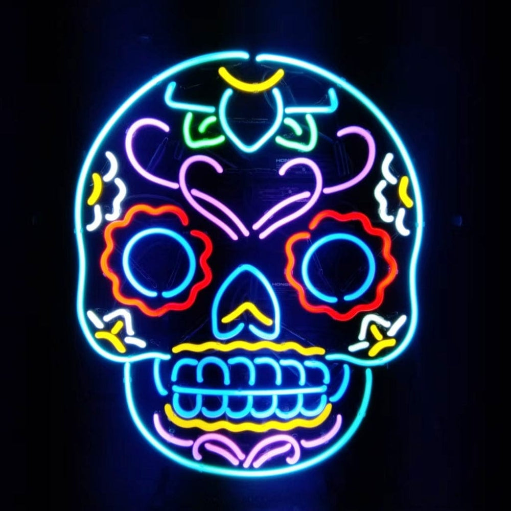 Neon Signs Land Neon Signs Dia De Los Muertos Hanuted Skull Death Mask Neon Signs