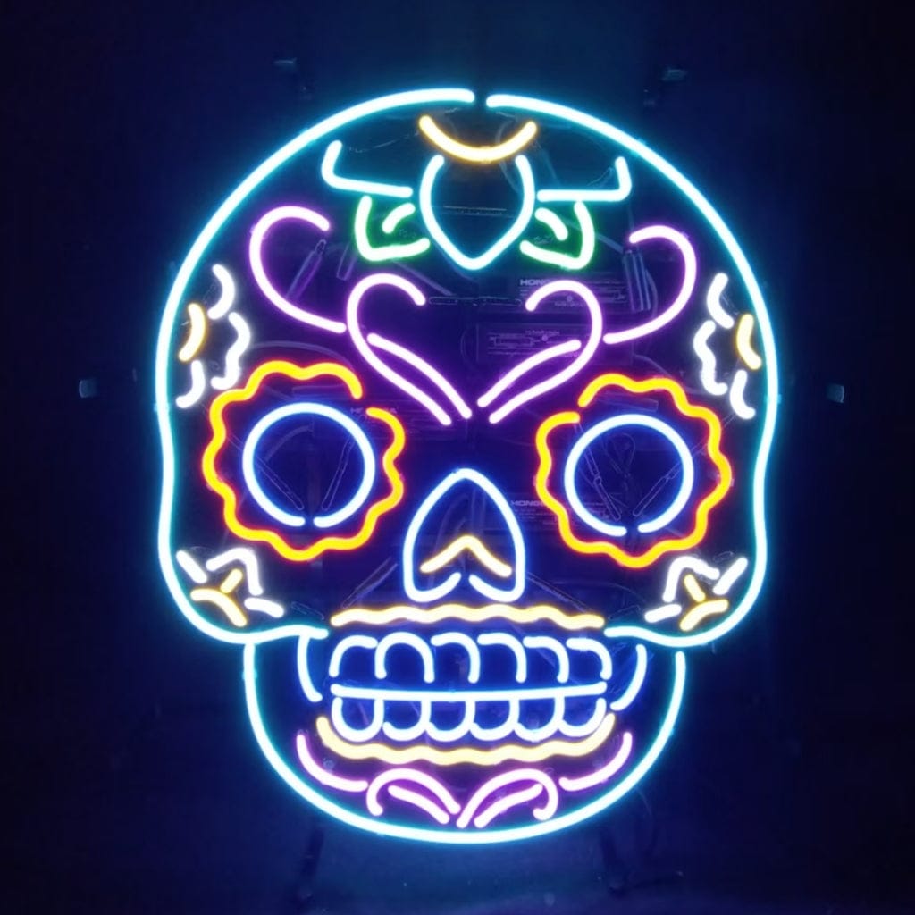 Neon Signs Land Neon Signs Dia De Los Muertos Hanuted Skull Death Mask Neon Signs
