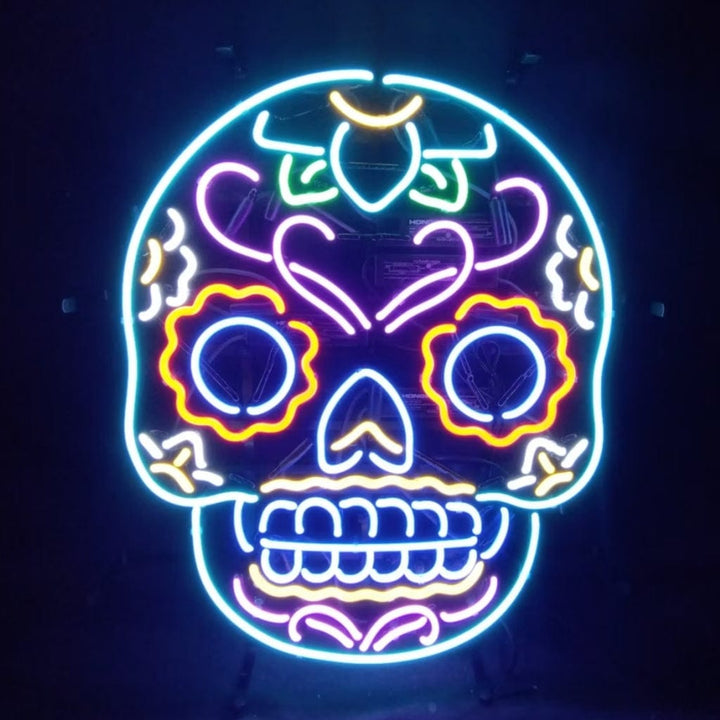 Neon Signs Land Neon Signs Dia De Los Muertos Hanuted Skull Death Mask Neon Signs
