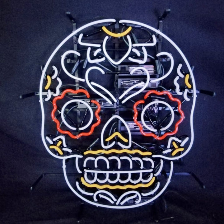 Neon Signs Land Neon Signs Dia De Los Muertos Hanuted Skull Death Mask Neon Signs