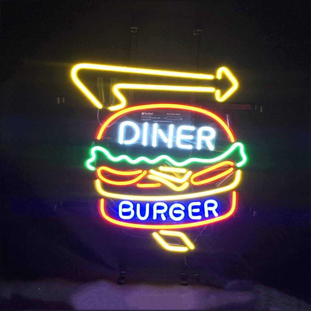 Neon Signs Land Neon Signs Diner Burger Turn Right Arrow Neon Signs