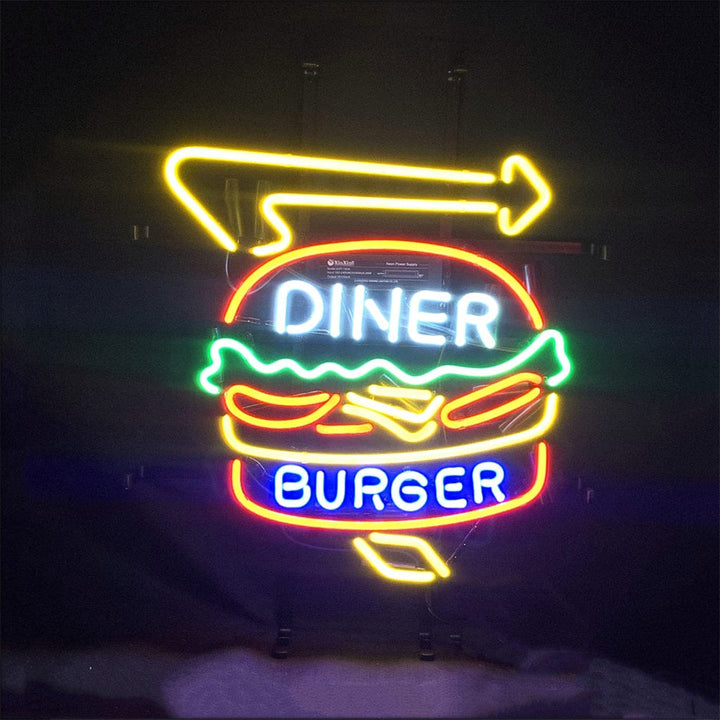 Neon Signs Land Neon Signs Diner Burger Turn Right Arrow Neon Signs