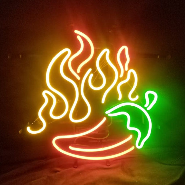 Neon Signs Land Neon Signs Fire BBQ Pepper Neon Signs