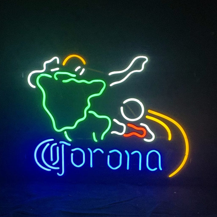 Neon Signs Land Neon Signs Football Player with Corona Extra Neon Sign Light
